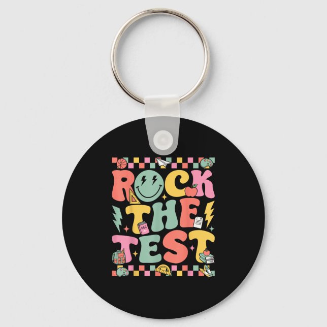Chaveiro Rock The Test Testing Day Retro Motivational Teach (Frente)