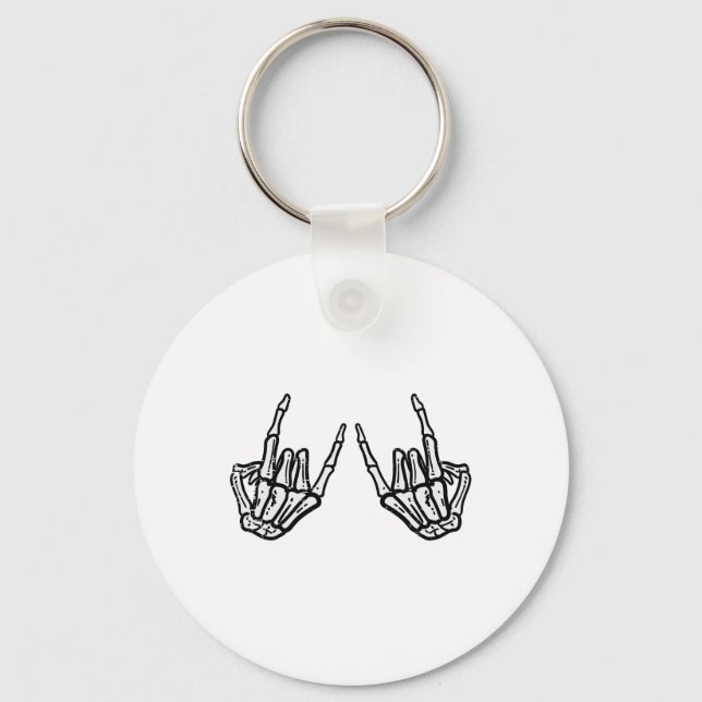 Chaveiro Rocker Hand Sinal Skeleton Retro Halloween Men (Frente)
