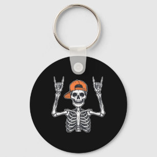 Chaveiro Rocker Skeleton Skater Boné Halloween Rock Men
