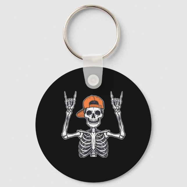 Chaveiro Rocker Skeleton Skater Boné Halloween Rock Men (Frente)