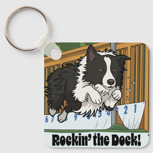 Chaveiro Rockin 'o Dock! Border Collie Salto de Dock  (Frente)