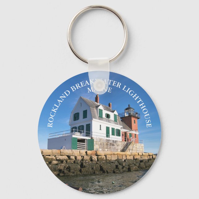 Chaveiro Rockland Breakwater Farol Maine Round Keyring (Frente)