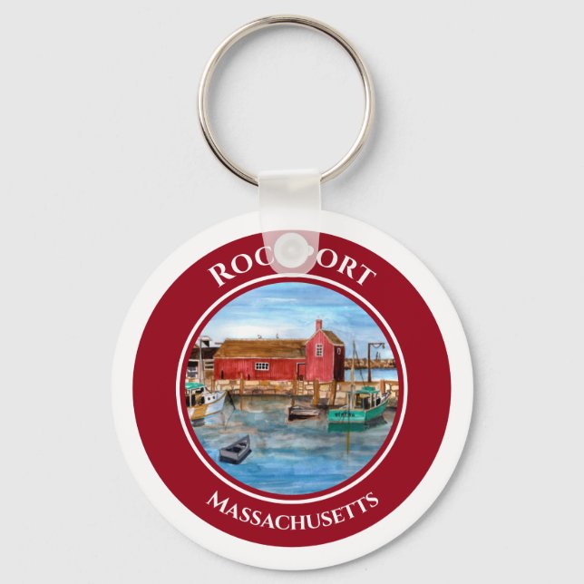 Chaveiro Rockport Harbour Massachusetts New England Paintin (Frente)