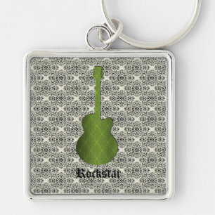 Chaveiro Rockstar Damask Guitar Chaveiro, Olive Green