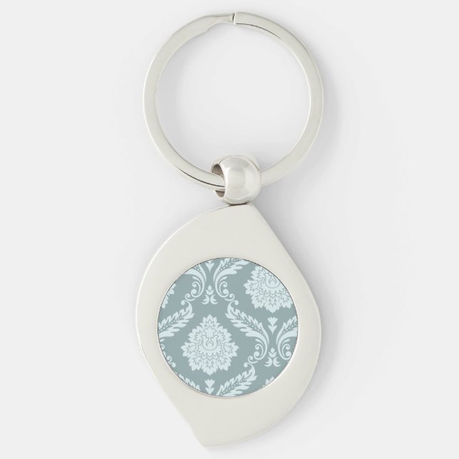 Chaveiro Rococo Damask Art I Duck Egg Blue+Teal (Frente)