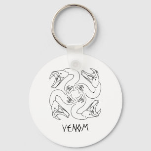 Chaveiro roda de cobra, presas prontas para bater, Venom