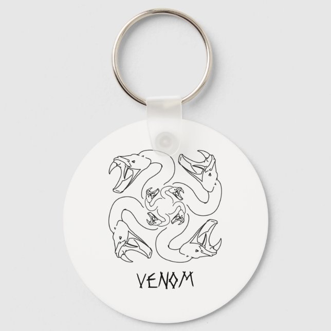 Chaveiro roda de cobra, presas prontas para bater, Venom (Frente)