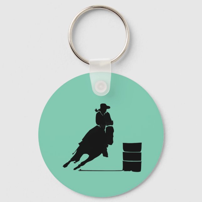 Chaveiro Rodeo Theme Cowgirl Barrel Racing Silhouette (Frente)