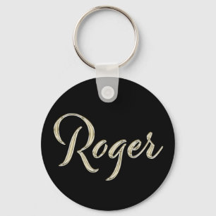 Chaveiro Roger Name whitegold Button Schlüsselanhänger