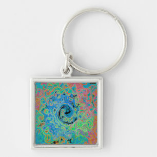 Chaveiro Rolha de Abstrato com rolha azul de aquarela com r