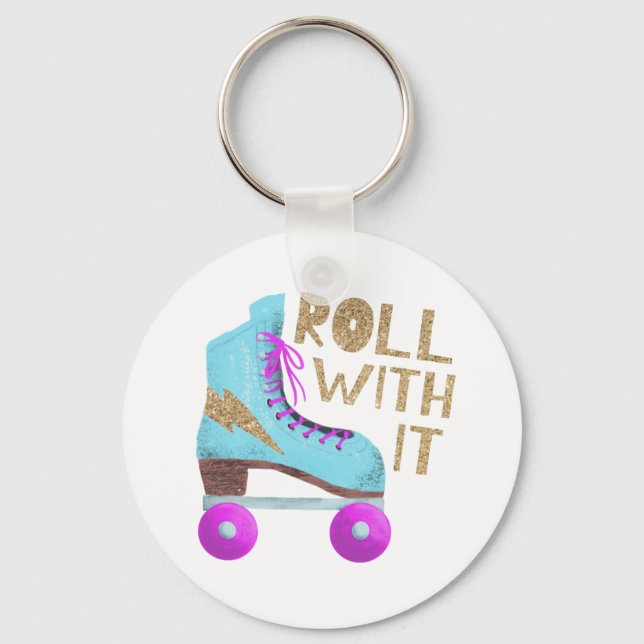 Chaveiro ROLL WITH IT | 80's Retro Roller Skate (Frente)