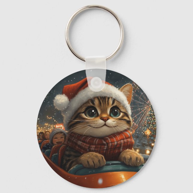 Chaveiro Rolo Compressor de Gato de Bengala Natal (Frente)