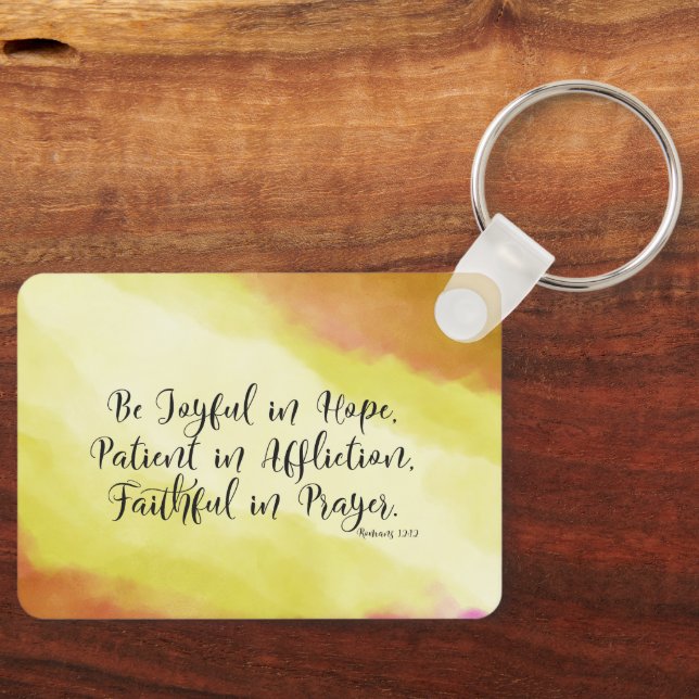 Chaveiro Romanos 12:12 Sejam felizes na Bíblia Cristã Esper (Frente)