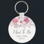 Chaveiro Romântica Watercolor Rosa Florals Sr. & Sra. Weddi<br><div class="desc">Para casamento</div>