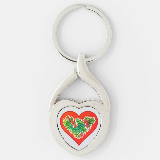 Chaveiro Romantisches Herz mit Beeren und Blättern (Frente)