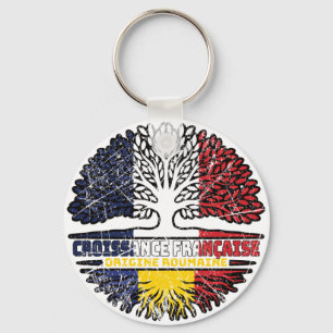 Chaveiro Romênia França Romena França Árvore Raiz Bandeira