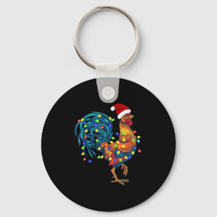 Chaveiro Rooster Engraçado Galinha Luzes de Natal Pajama Fa