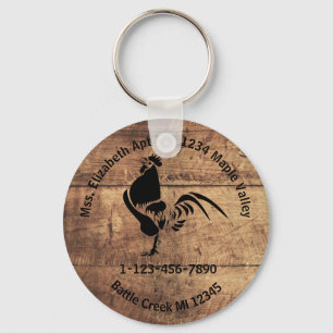 Chaveiro Rooster Silhouket Home ou Business Contact Info K