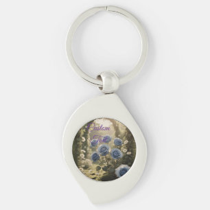Chaveiro Rosa Azul Encantado - Ênfase Romântica Floral