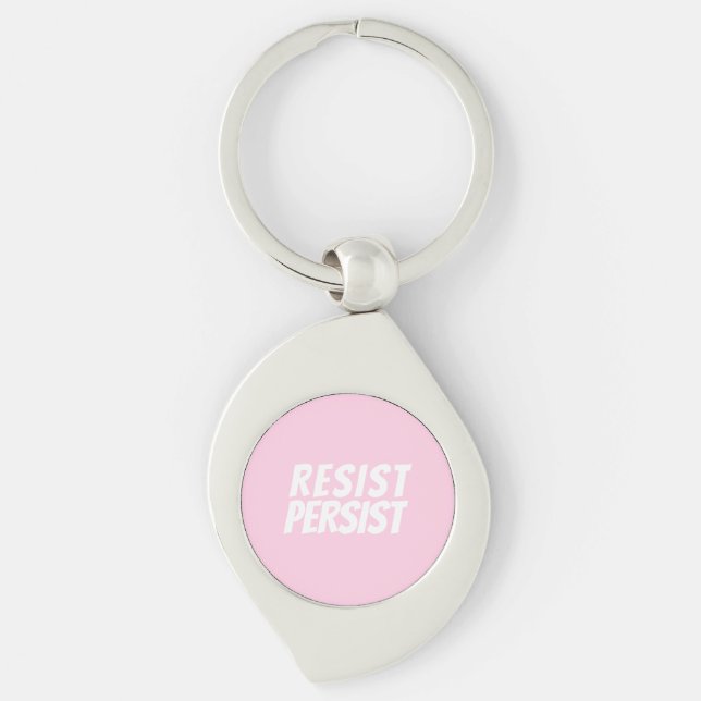 Chaveiro rosa claro branca "resistente persistente" (Frente)