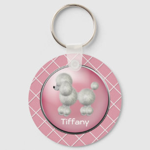 Chaveiro Rosa com a corrente chave da caniche branca
