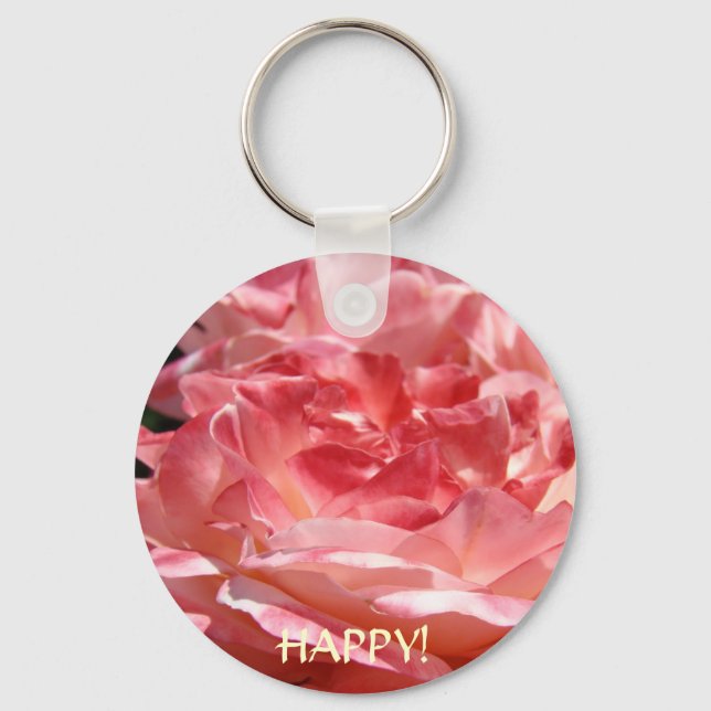 Chaveiro Rosa Cor-de-Rosa Feliz (Frente)