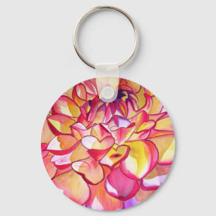 Chaveiro Rosa Dahlia flor aquarela