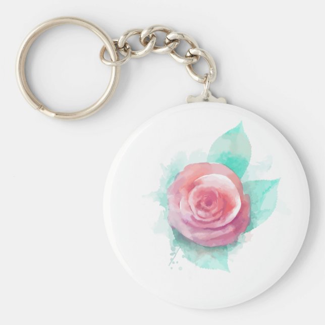 Chaveiro Rosa de Aquarela (Frente)