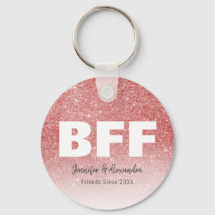 Chaveiro Rosa de BFF - Brilhante Dourada Personalizado Melh