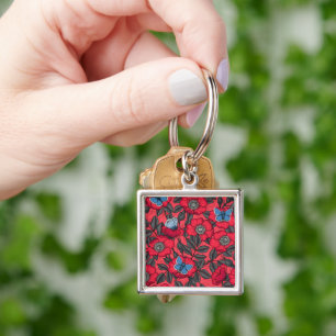 Chaveiro Rosa de cão e borboletas em vermelho e azul