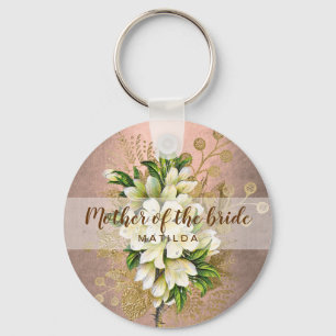 Chaveiro rosa de cobre, mãe floral da noiva