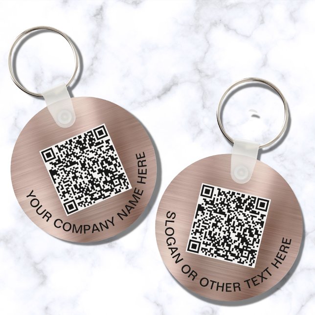 Chaveiro Rosa de Código QR Personalizado Dourado (Criador carregado)