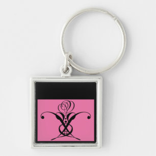 Chaveiro Rosa de Deco de Arte Preta Rosa