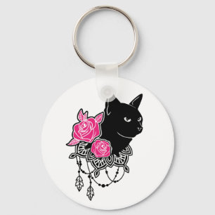 Chaveiro Rosa de Gato Preto 