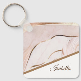 Chaveiro Rosa de mármore moderno Luxe e Dourado