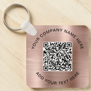 Chaveiro Rosa de Promocional de Código QR Dourado