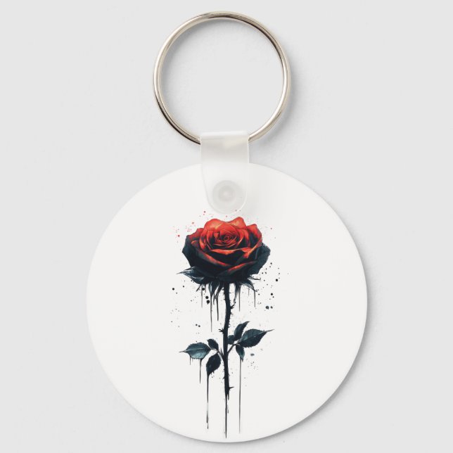 Chaveiro Rosa de Sangue Gótico (Frente)
