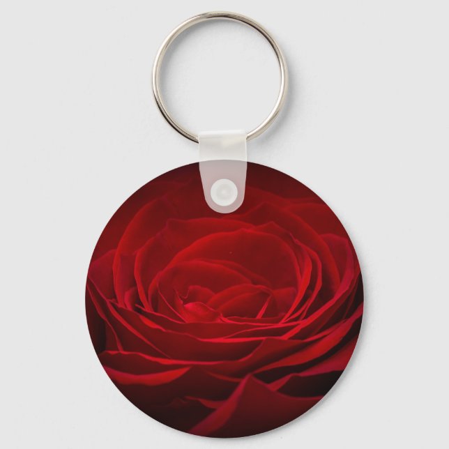 Chaveiro Rosa de Sangue Vermelho Profundo em Preto (Frente)