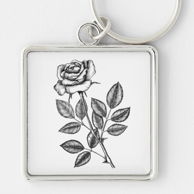 Chaveiro Rosa desenho 2 (Frente)
