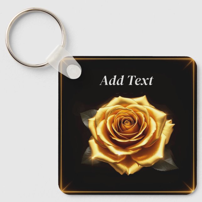 Chaveiro Rosa Dourada com Bordas Reluzentes (Frente)