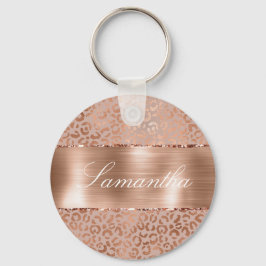 Chaveiro Rosa Dourada Glam Leopardo
