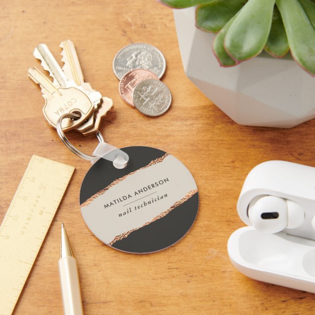 Chaveiro Rosa dourado brilho preto, orçamento elegante mode (Mesa)