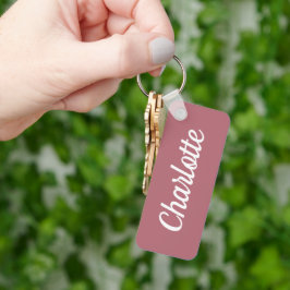 Chaveiro Rosa Dourado e Nome Personalizado Branco
