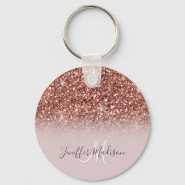 Chaveiro Rosa dourado glitter Nome Personalizado