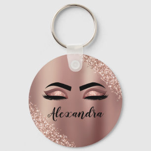 Chaveiro Rosa Dourado Monograma Cor-de-rosa com Lobras bril