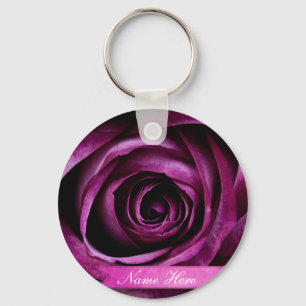 Chaveiro Rosa dramático elegante bonito do roxo com fita