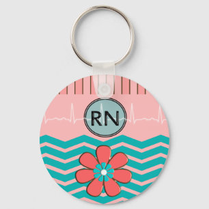 Chaveiro Rosa e azul do teste padrão do RN Chevron