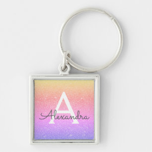 Chaveiro Rosa e favor roxo do monograma do brilho & da