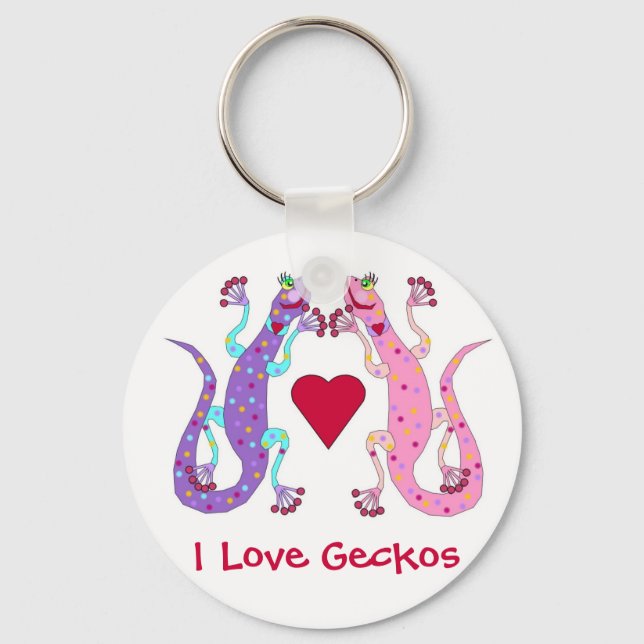 Chaveiro Rosa e Roxo Girly Geckos (Frente)