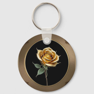 Chaveiro Rosa Elegante com Moldura Decorativa Ornamentada
